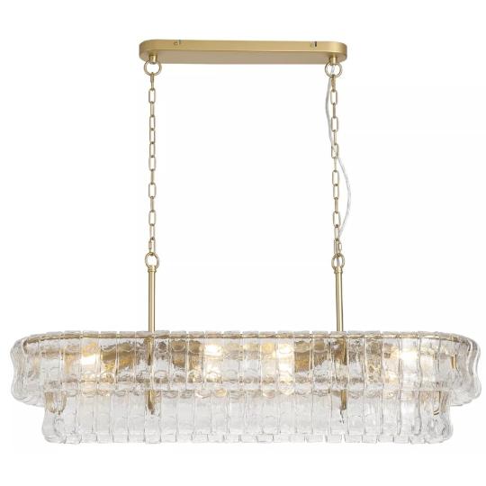 klasicky skleneny kristal zlaty velky podlhovasty luster lampa osvetlenie luxusny zavesny jedalensky stol obyvacka elegantny mestsky mosadz.jpg